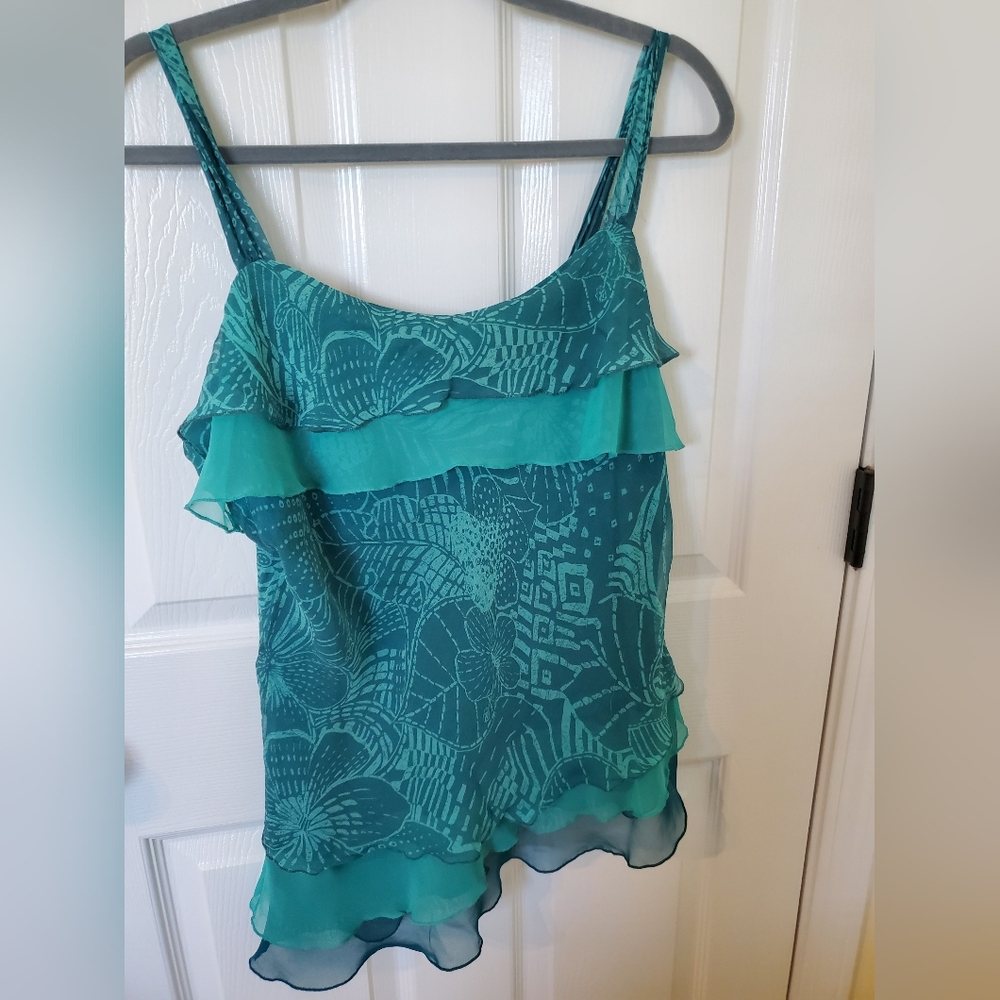 Elegant Green Layered Ruffle Top